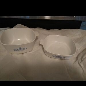 Corningware White Baking Dish with Blue Floral Design